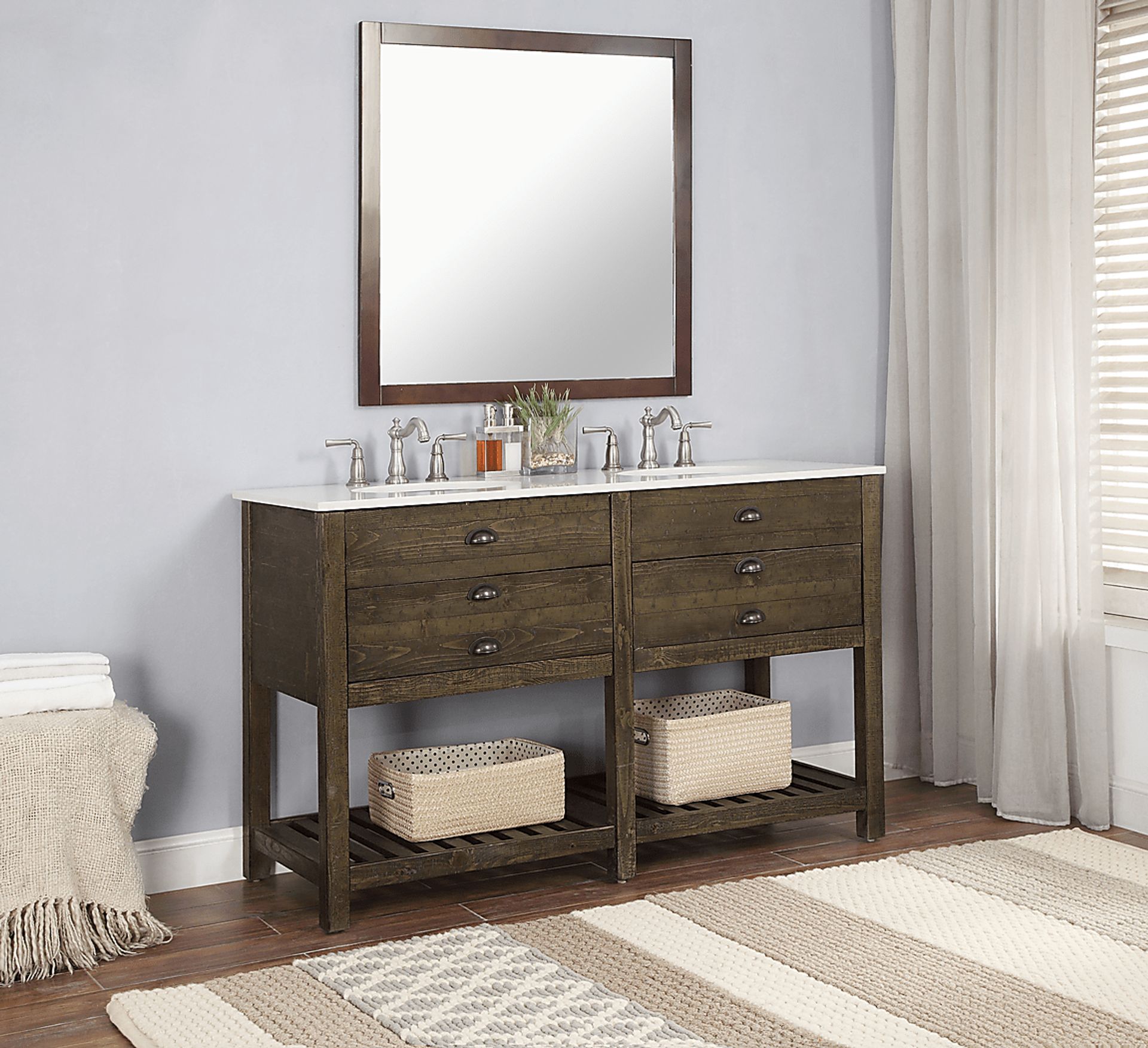 Sayecreek Brown 57 in. Bathroom Vanity - Image 6