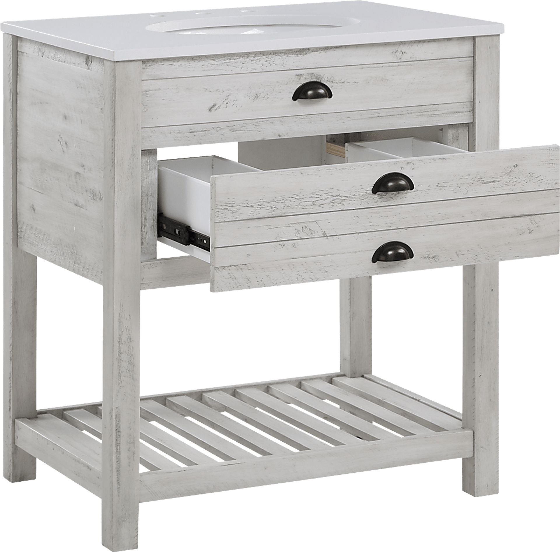 Sayecreek White 30 in. Bathroom Vanity - Image 3