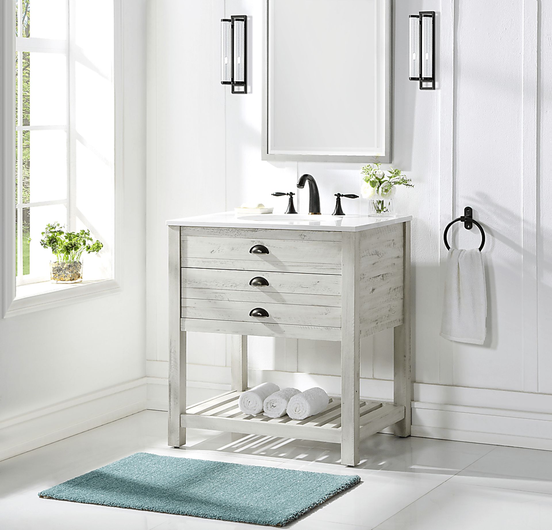 Sayecreek White 30 in. Bathroom Vanity - Image 6