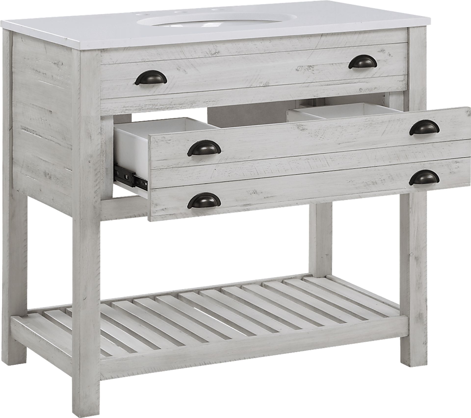 Sayecreek White 36 in. Bathroom Vanity - Image 3