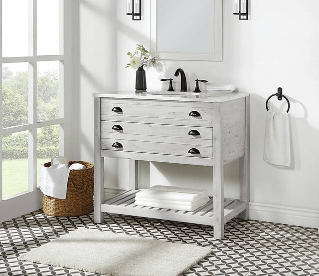 Sayecreek White 36 in. Bathroom Vanity - Thumbnail - Image 5