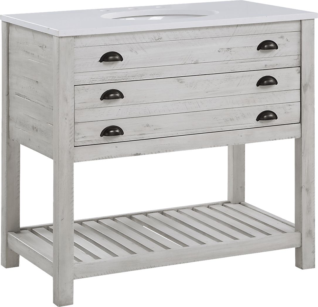 Sayecreek White 36 in. Bathroom Vanity Rooms To Go