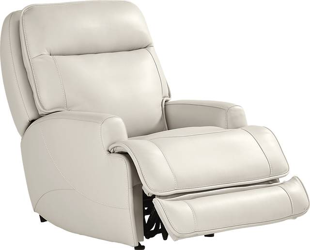 Scarborough Beige Leather Dual Power Recliner - Thumbnail - Image 1