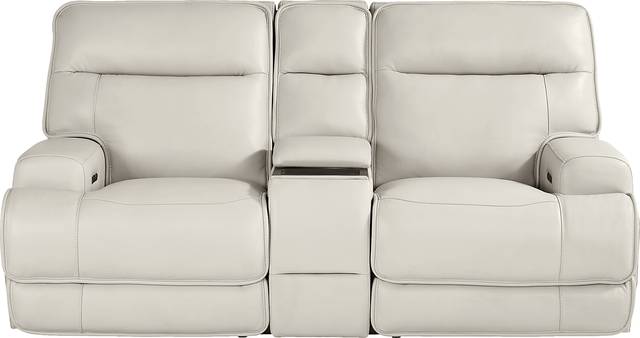 Scarborough Beige Leather Dual Power Reclining Loveseat - Thumbnail - Image 2