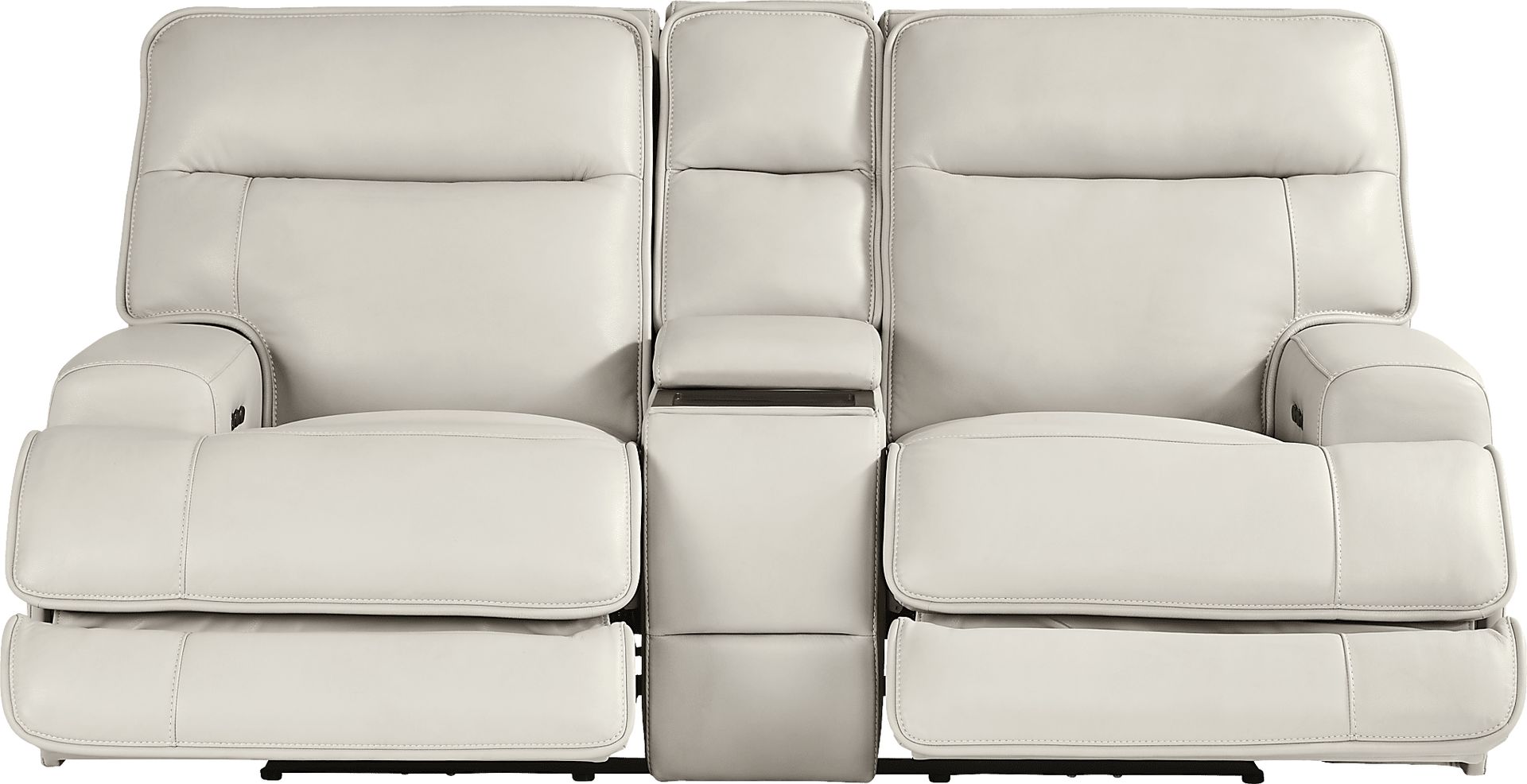 Scarborough Beige Leather Dual Power Reclining Loveseat - Image 1