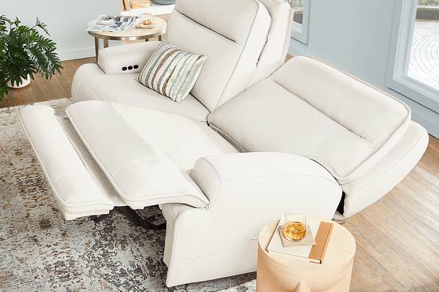 Scarborough Beige Leather Dual Power Reclining Sofa - Thumbnail - Image 3