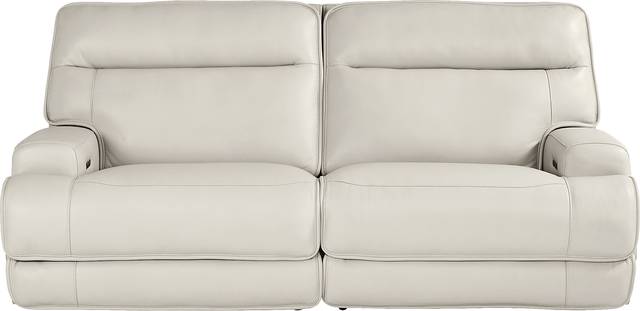 Scarborough Beige Leather Dual Power Reclining Sofa - Thumbnail - Image 2