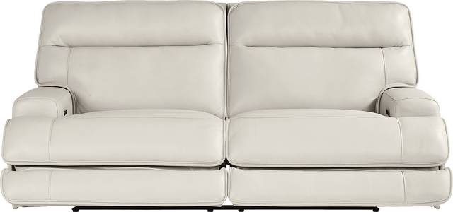 Scarborough Beige Leather Dual Power Reclining Sofa - Thumbnail - Image 1