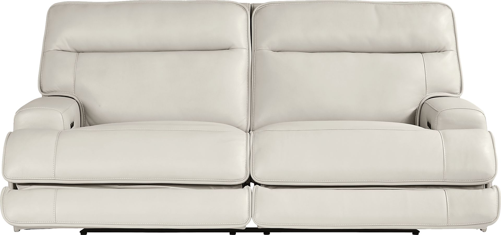 Scarborough Beige Leather Dual Power Reclining Sofa - Image 1