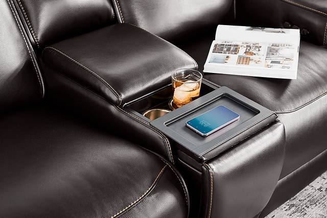 Scarborough Black Leather 5 Pc Dual Power Reclining Living Room - Thumbnail - Image 8