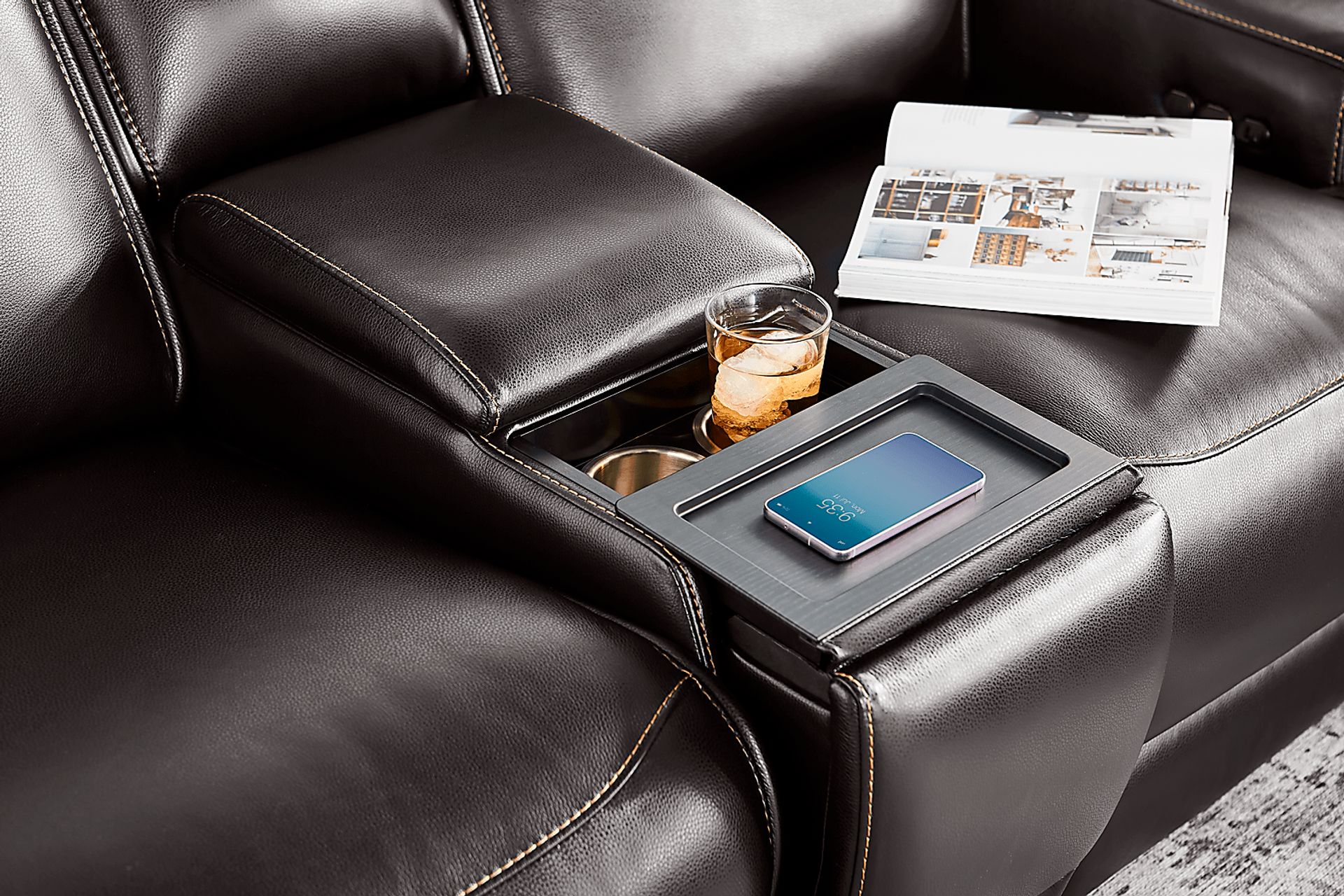 Scarborough Black Leather 5 Pc Dual Power Reclining Living Room - Image 8