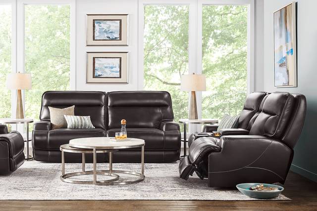 Scarborough Black Leather 5 Pc Dual Power Reclining Living Room - Thumbnail - Image 1