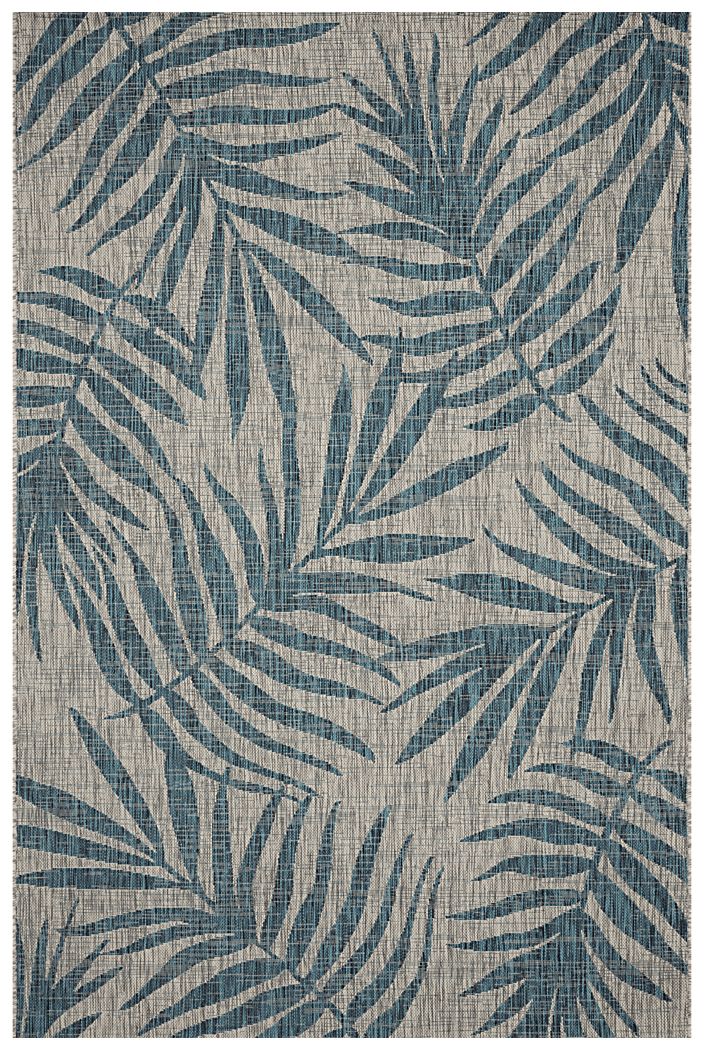 Scattered Palms Aqua 5'3 x 7'7 Indoor/Outdoor Rug