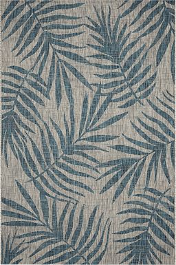 Scattered Palms Aqua 7'10 x 10'9 Indoor/Outdoor Rug