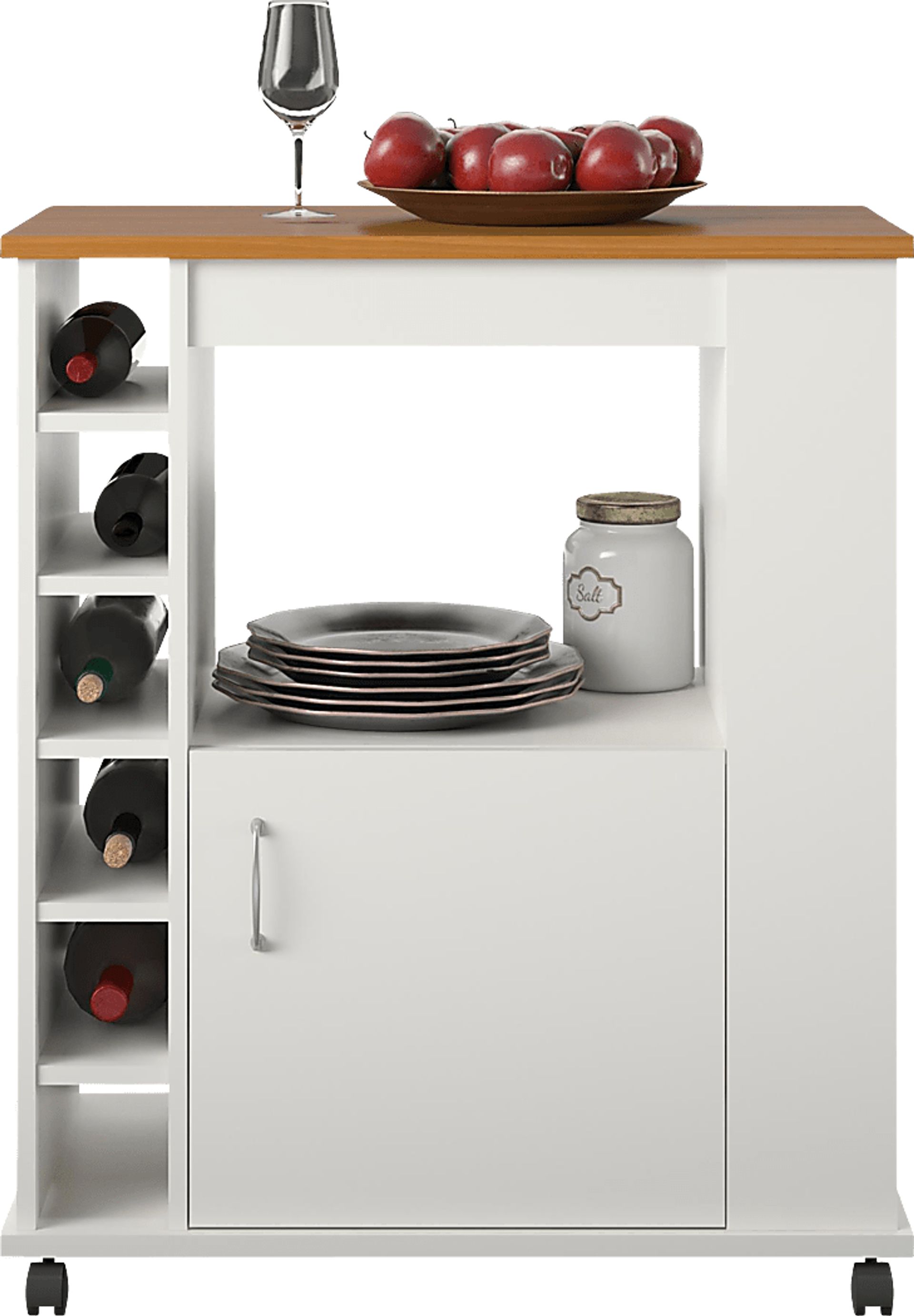 Schare White Kitchen Cart - Image 2