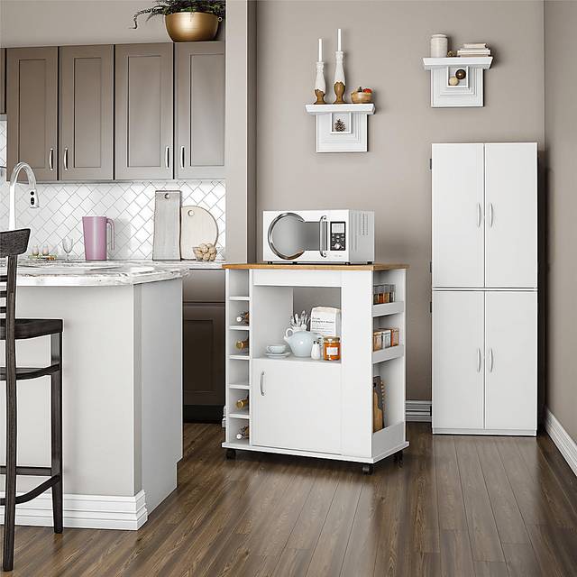 Schare White Kitchen Cart - Thumbnail - Image 8