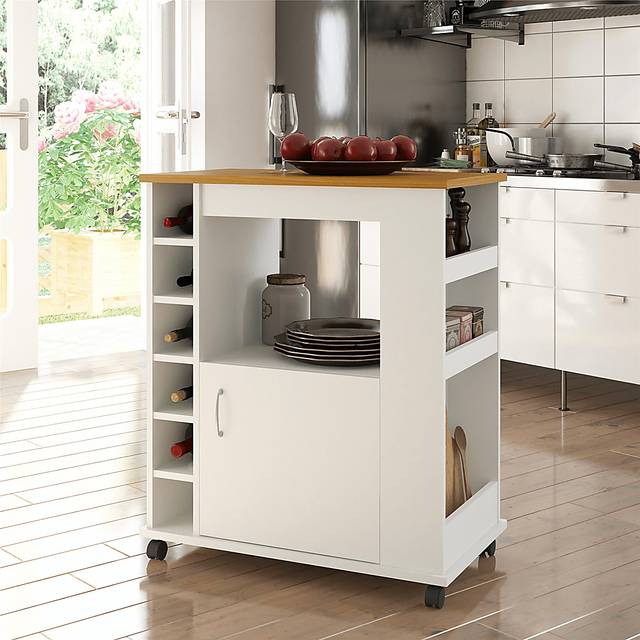 Schare White Kitchen Cart - Thumbnail - Image 9