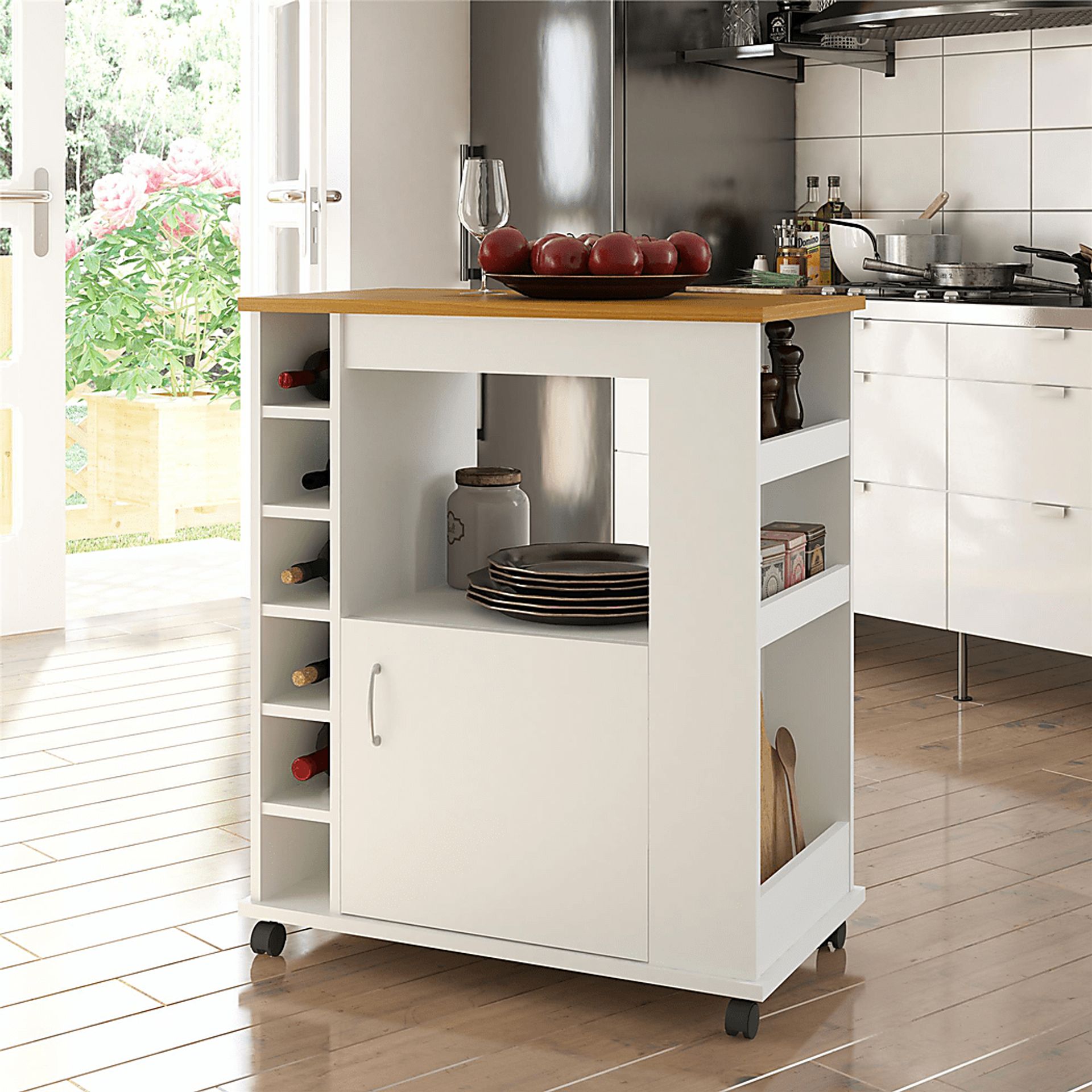 Schare White Kitchen Cart - Image 9