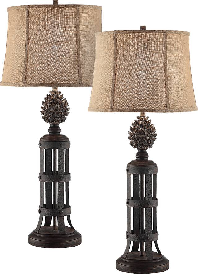 Scots Pine Brown Lamp, Set of 2 - Thumbnail - Image 1