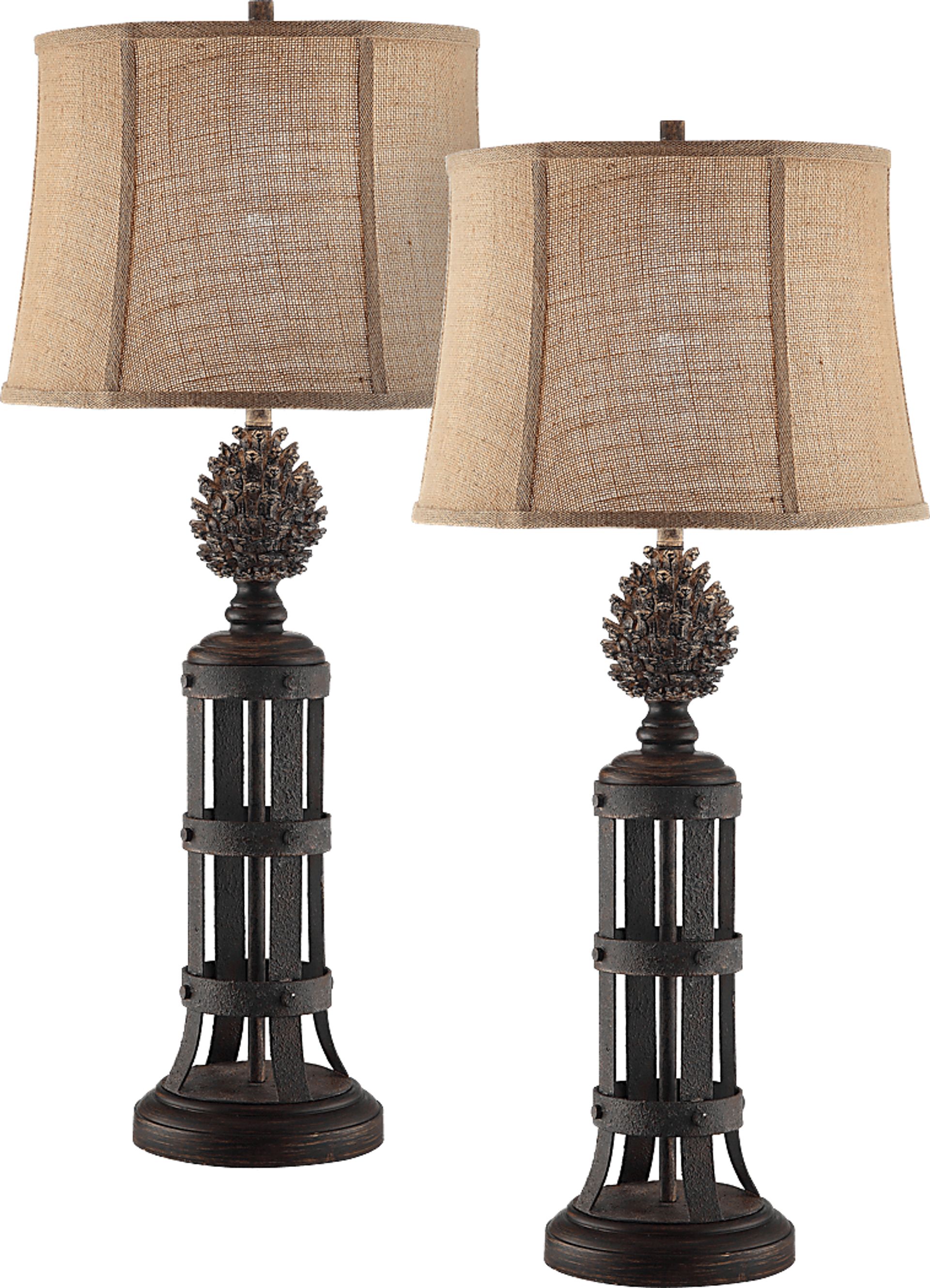 Scots Pine Brown Lamp, Set of 2 - Image 1