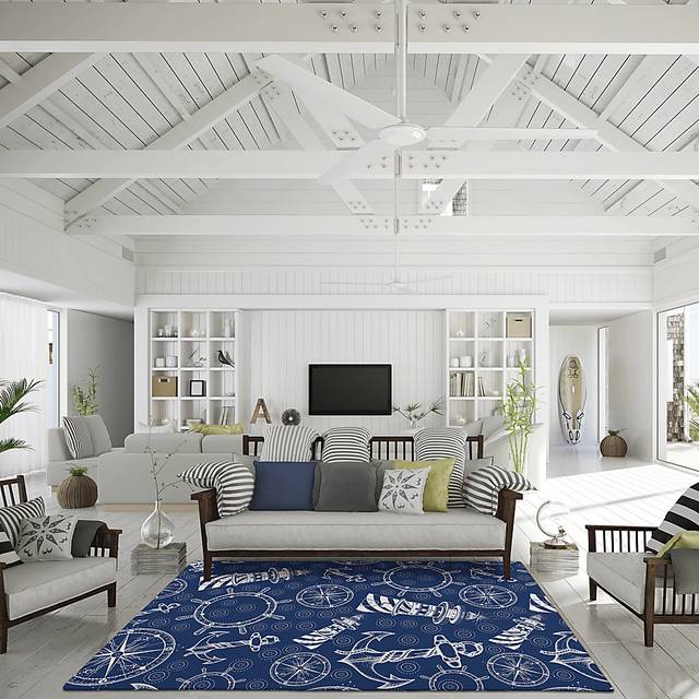 Sotterley Navy Blue 8' x 10' Rug - Thumbnail - Image 2