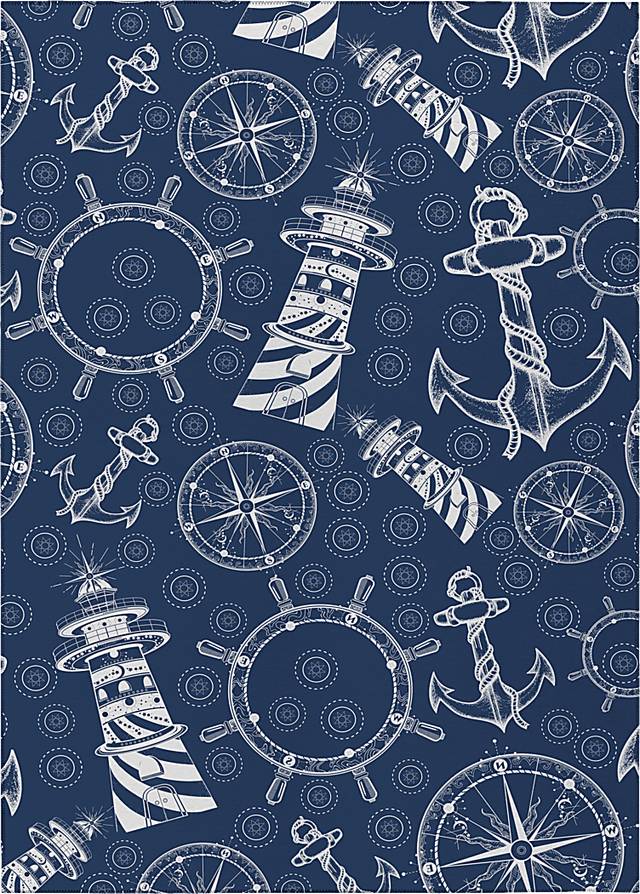 Sotterley Navy Blue 8' x 10' Rug - Thumbnail - Image 1
