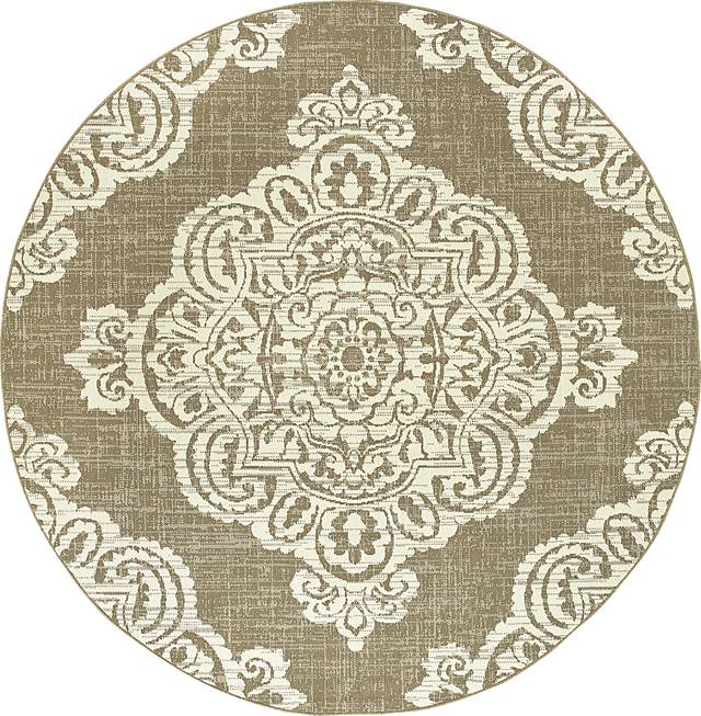Scottlyn Tan 7'10 Round Indoor/Outdoor Rug - Thumbnail - Image 1