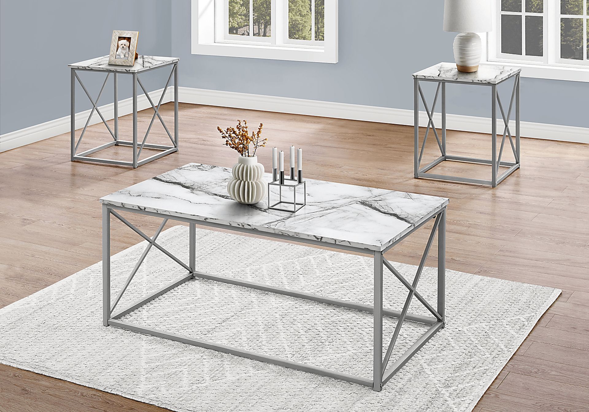Screven I White Cocktail Table Set, Set of 3 - Image 3