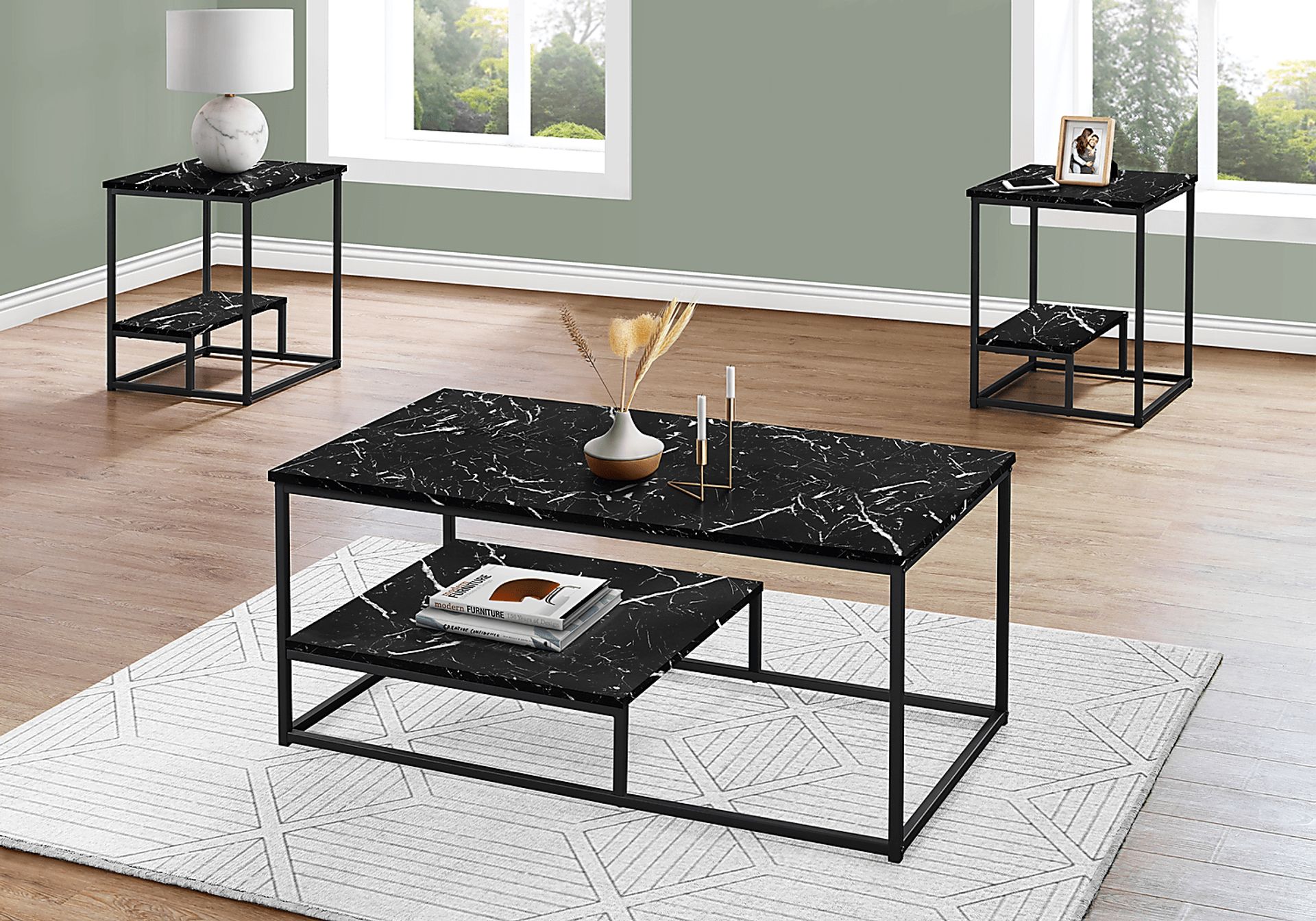 Screven II Black Cocktail Table Set, Set of 3 - Image 3