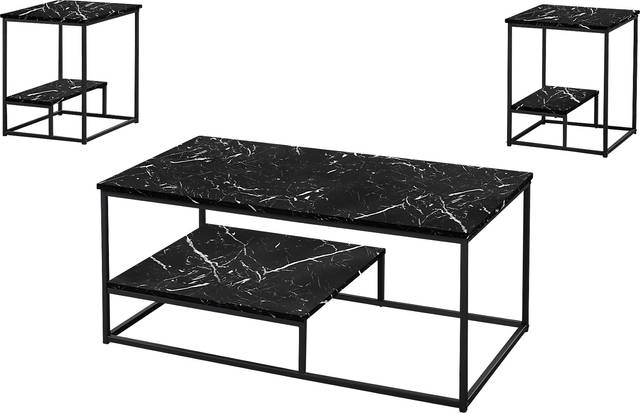 Screven II Black Cocktail Table Set, Set of 3 - Thumbnail - Image 1