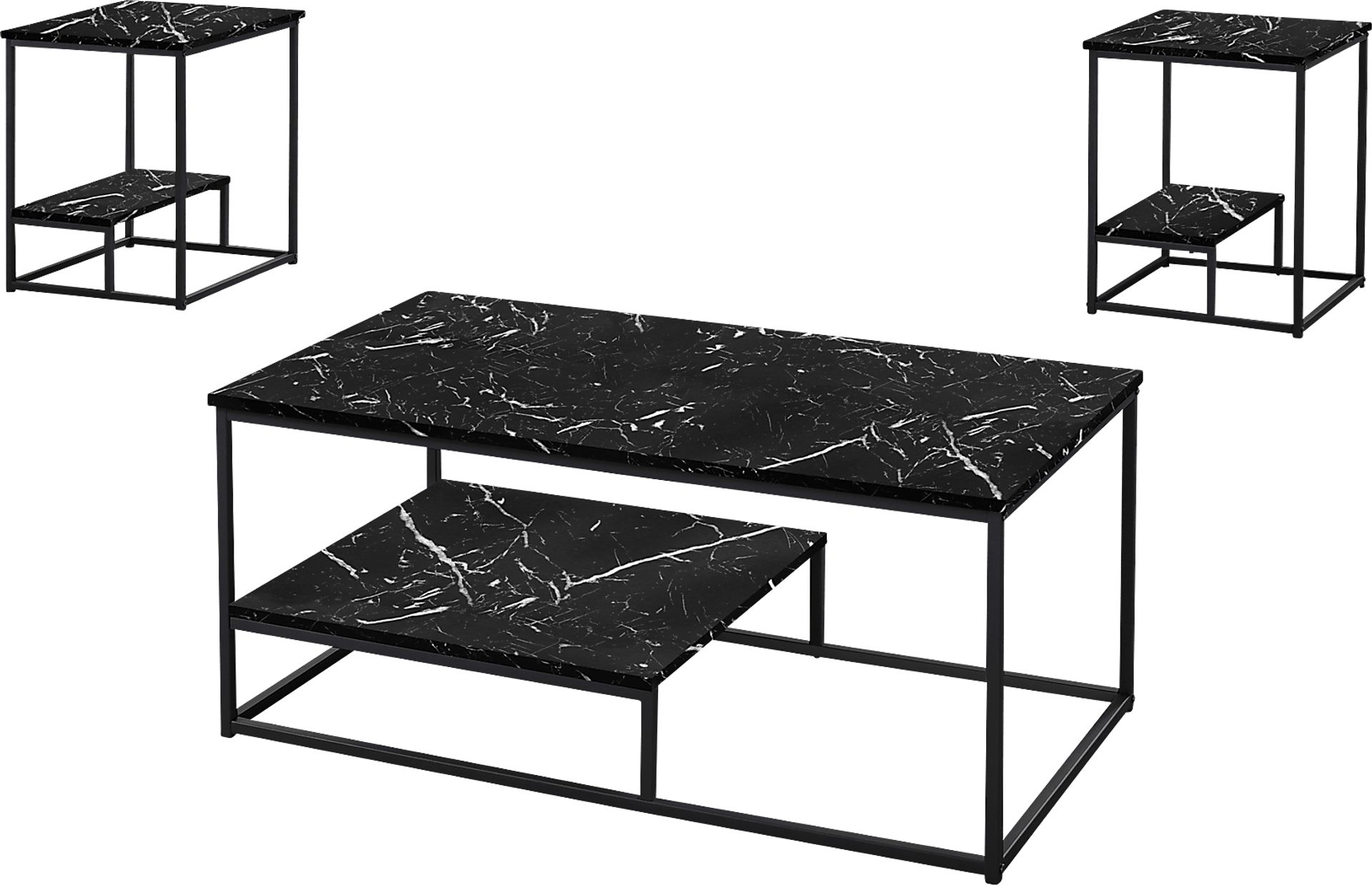 Screven II Black Cocktail Table Set, Set of 3 - Image 1