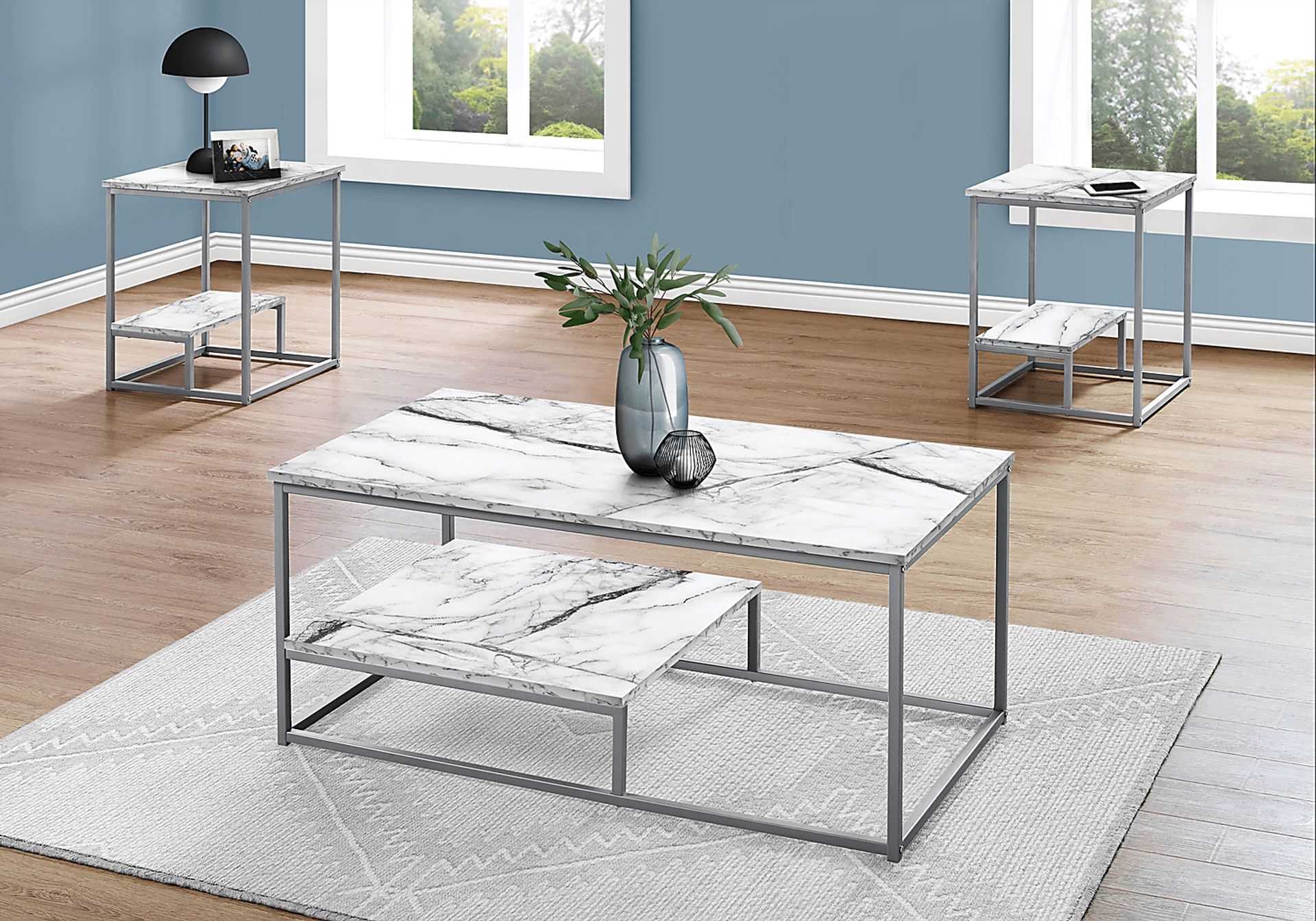 Screven II White Cocktail Table Set, Set of 3 - Image 3