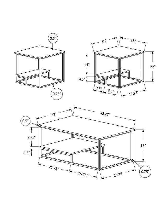Screven II White Cocktail Table Set, Set of 3 - Thumbnail - Image 5