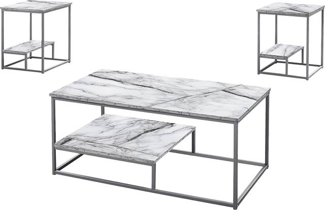 Screven II White Cocktail Table Set, Set of 3 - Thumbnail - Image 1