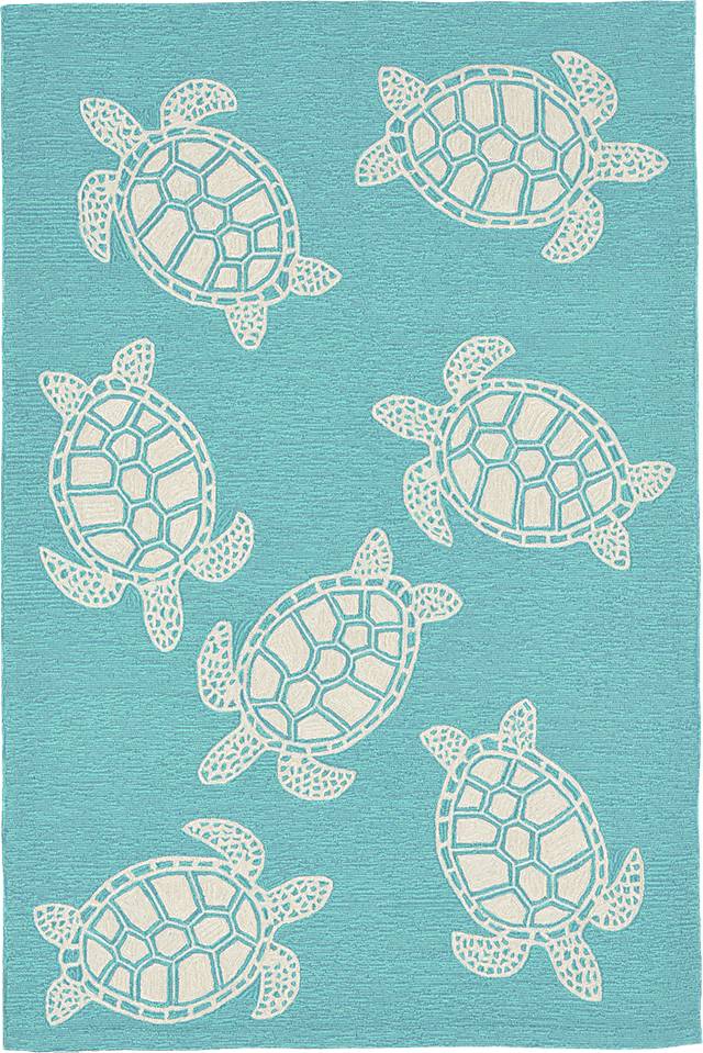 Sea Creature Blue 5' x 7'6 Indoor/Outdoor Rug - Thumbnail - Image 1