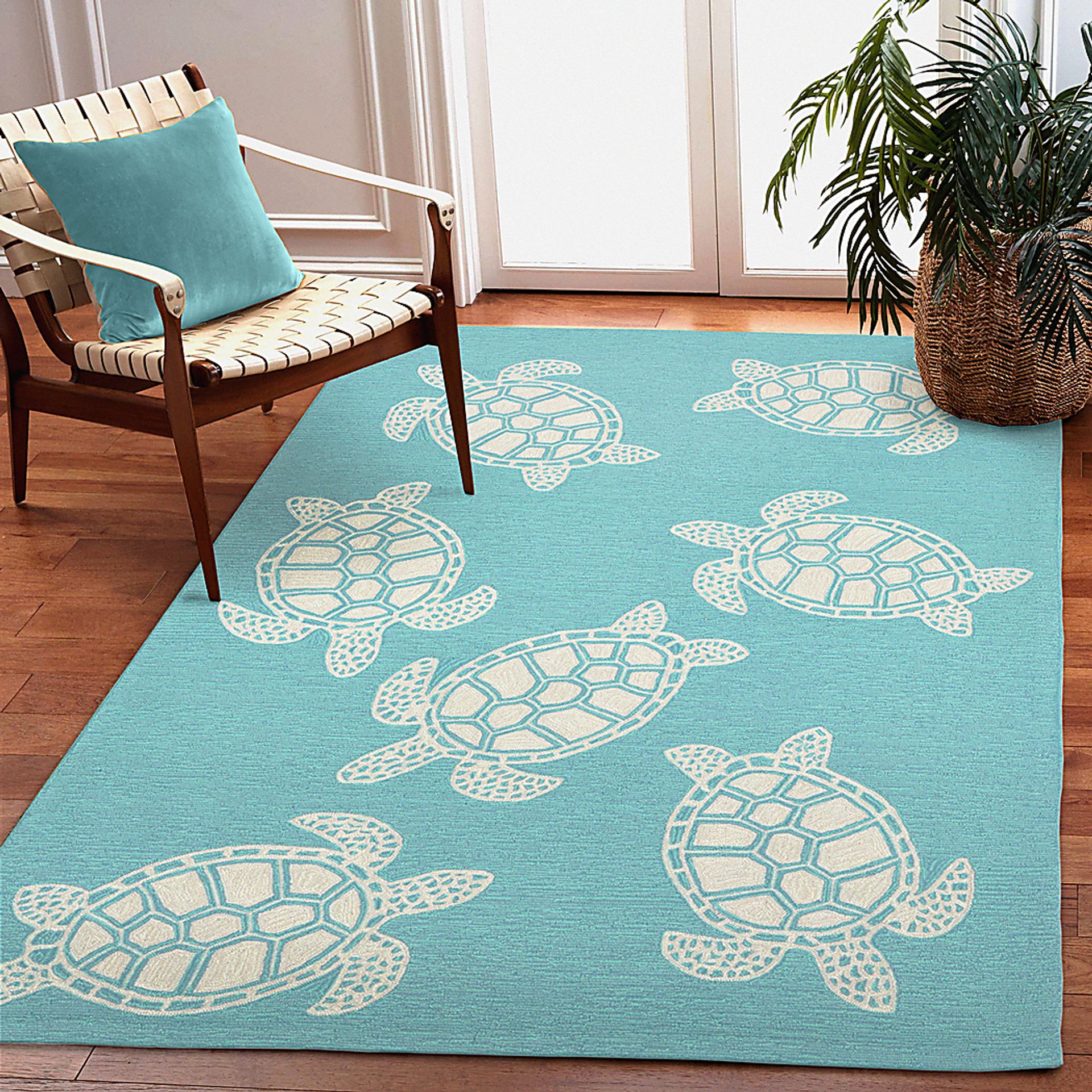 Sea Creature Blue 7'6 x 9'6 Indoor/Outdoor Rug - Image 2