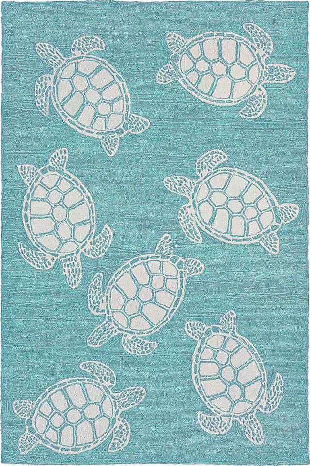 Sea Creature Blue 7'6 x 9'6 Indoor/Outdoor Rug - Thumbnail - Image 1