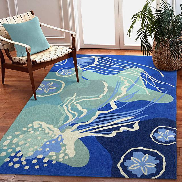 Sea Dance Blue 7'6 x 9'6 Indoor/Outdoor Rug - Thumbnail - Image 2