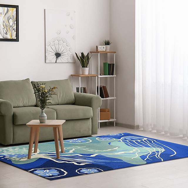 Sea Dance Blue 7'6 x 9'6 Indoor/Outdoor Rug - Thumbnail - Image 4