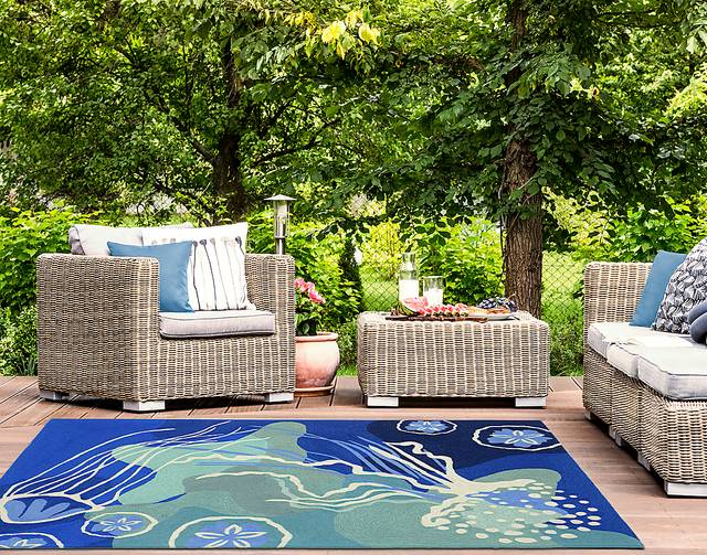 Sea Dance Blue 7'6 x 9'6 Indoor/Outdoor Rug - Thumbnail - Image 5
