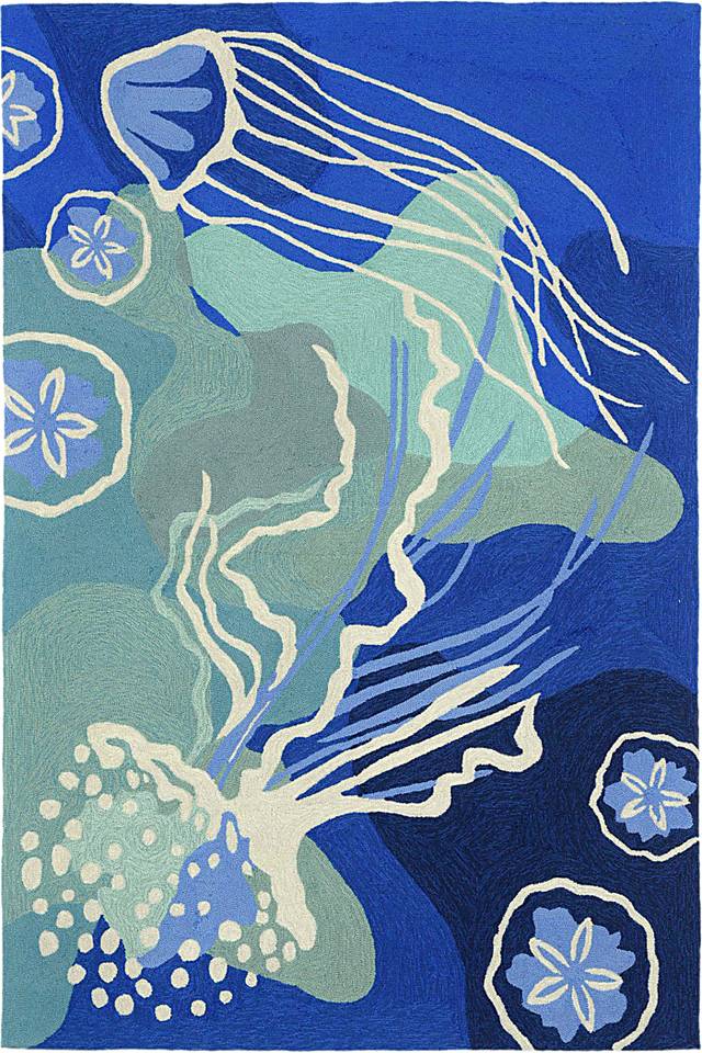 Sea Dance Blue 7'6 x 9'6 Indoor/Outdoor Rug - Thumbnail - Image 1