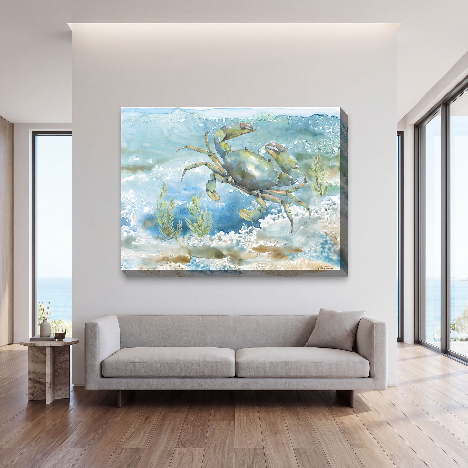 Sea Life Crab Aqua Indoor/Outdoor Wall Art - Image 3