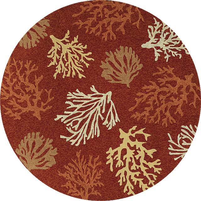 Sea Reef Brown 7'10 Round Indoor/Outdoor Rug - Thumbnail - Image 1