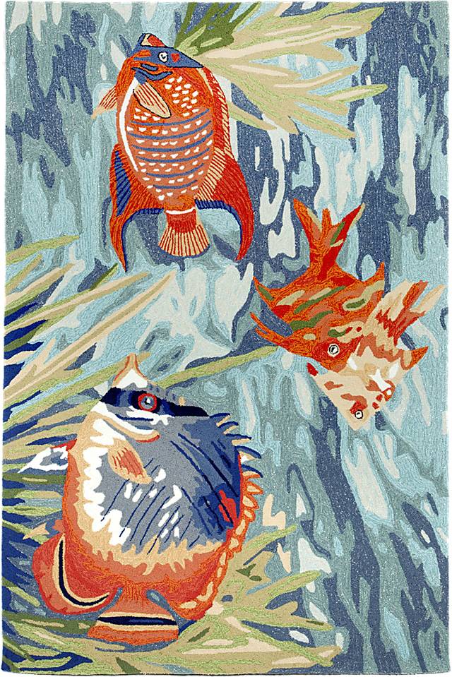Sea Scene Blue 5' x 7'6 Indoor/Outdoor Rug - Thumbnail - Image 1