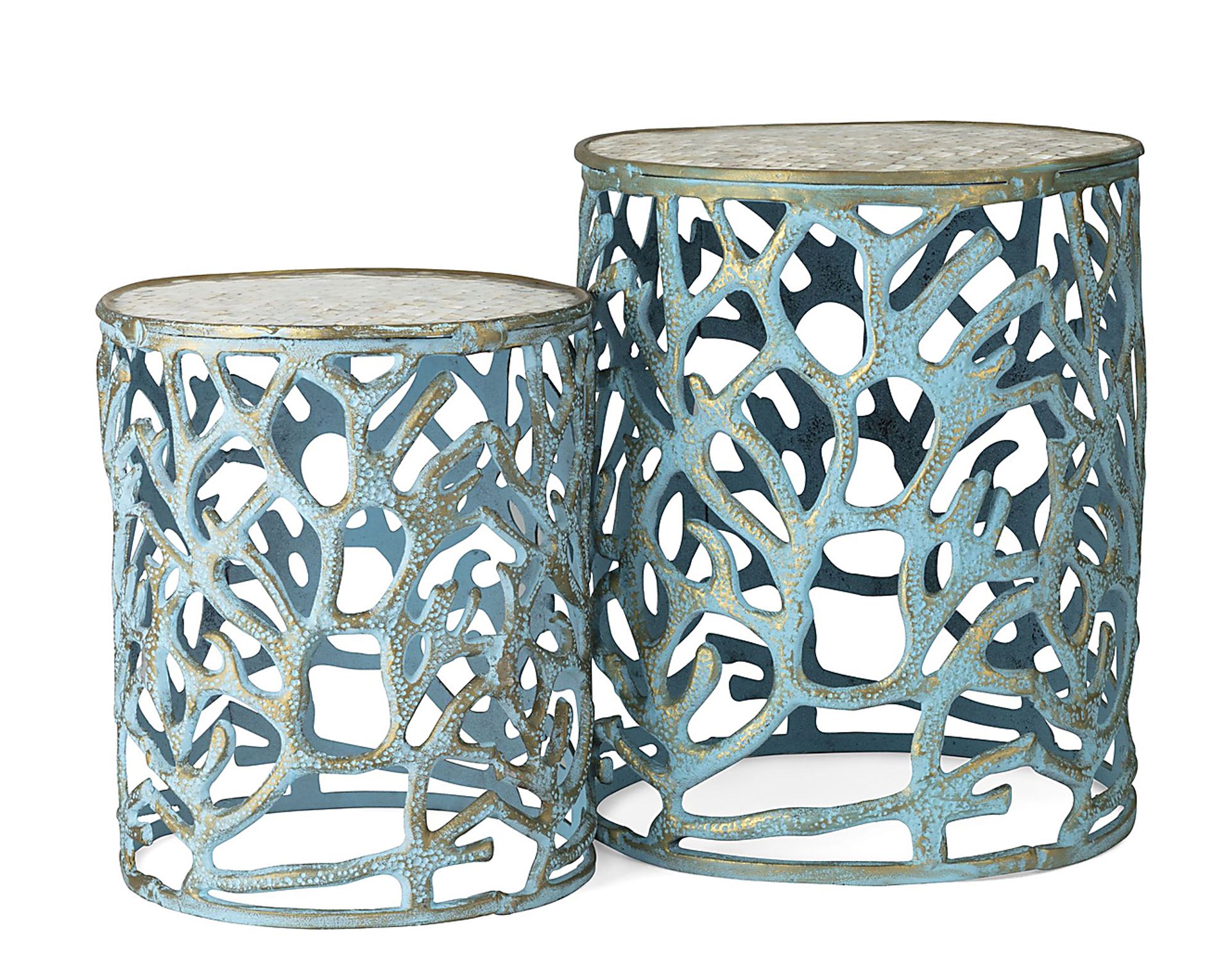 Seaforth Blue Nesting Tables, Set of 2 - Image 2