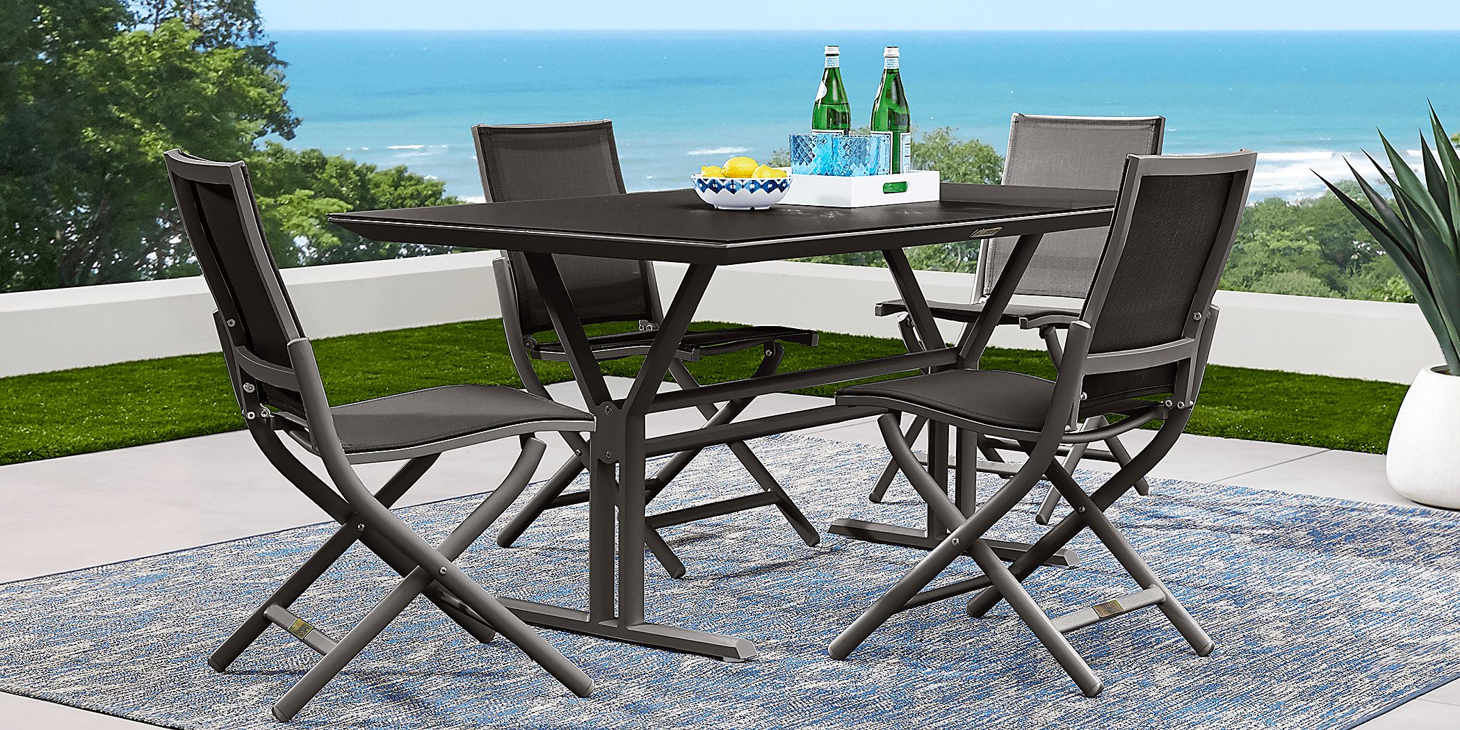 Seagate Pewter 5 Pc Rectangle Outdoor Dining Set Rooms To Go