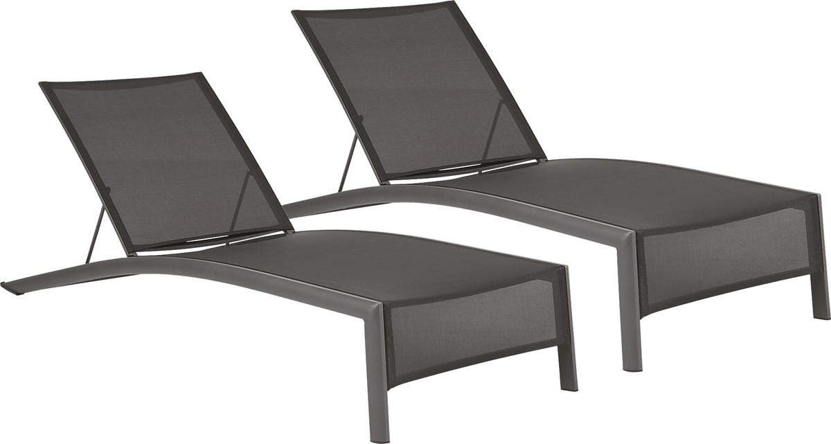 Seagate 2 Pc Pewter Metal Aluminum Outdoor Set Of Chaises Rooms to Go