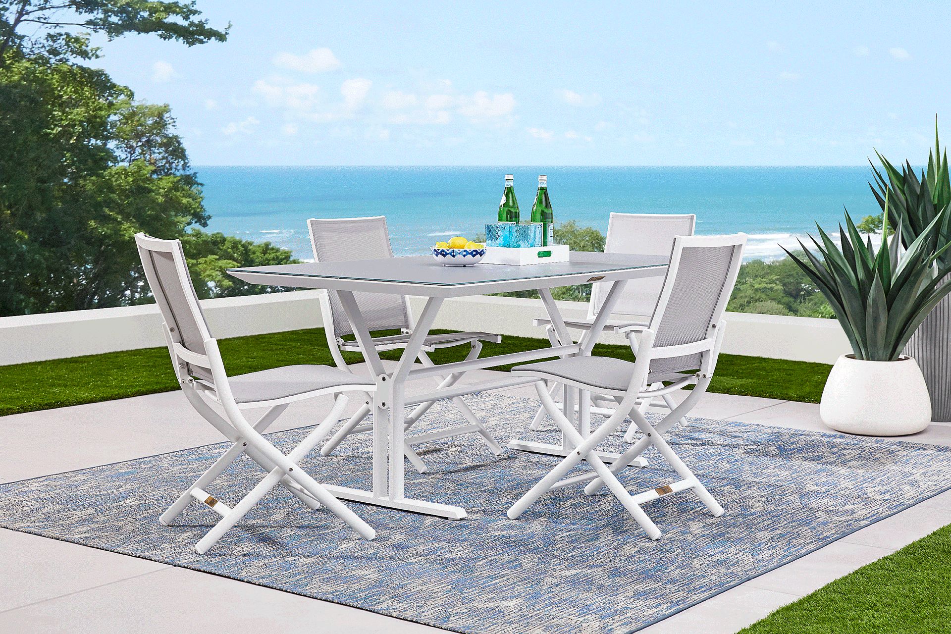Seagate White 5 Pc Rectangle Outdoor Dining Set - Image 1