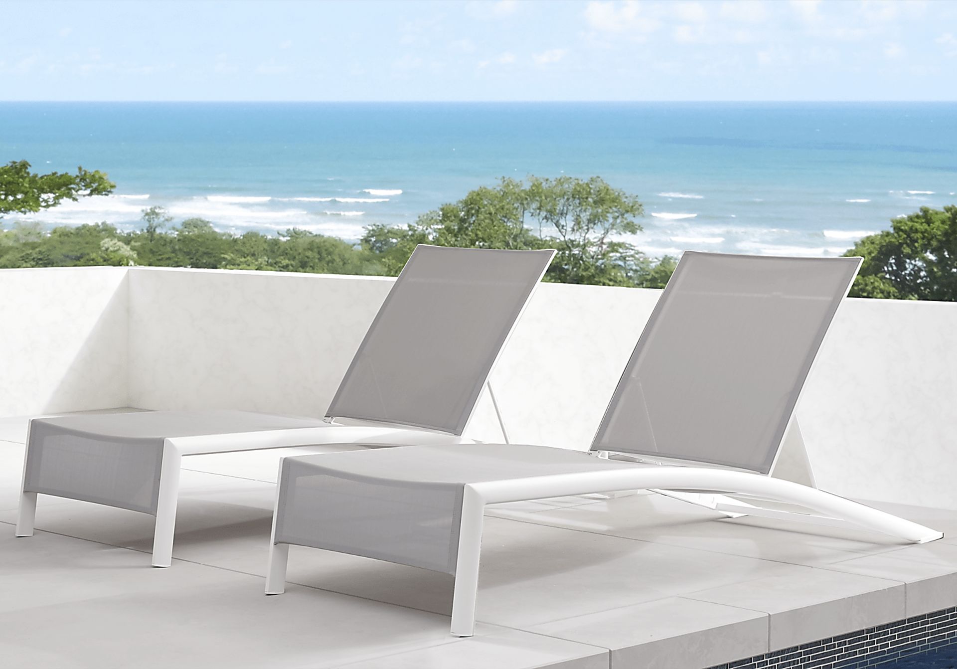 Seagate White Outdoor Chaises, Set of 2 - Image 3