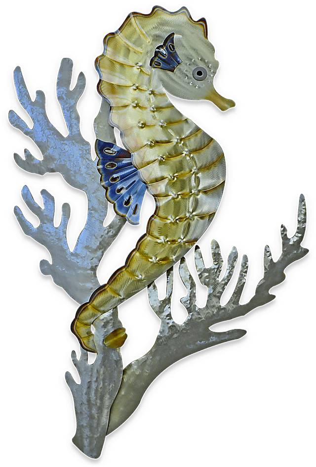 Seahorse in Coral Green Indoor/Outdoor Wall Art - Thumbnail - Image 1